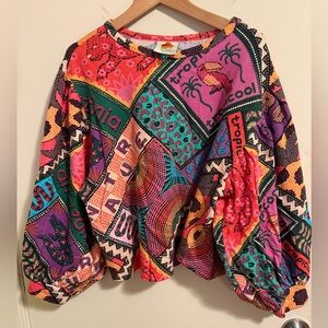 Farm Rio Colorful Graphic Women's Top size small